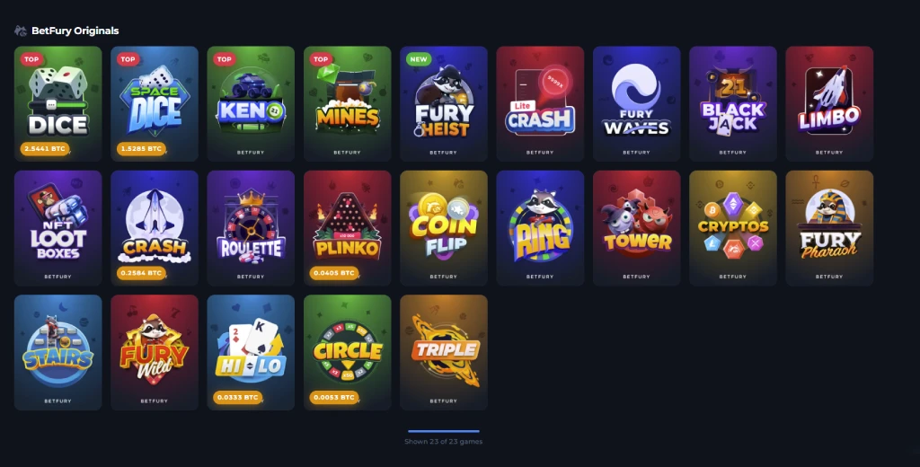 BetFury provably fair originals and BNB crash games lobby 2026