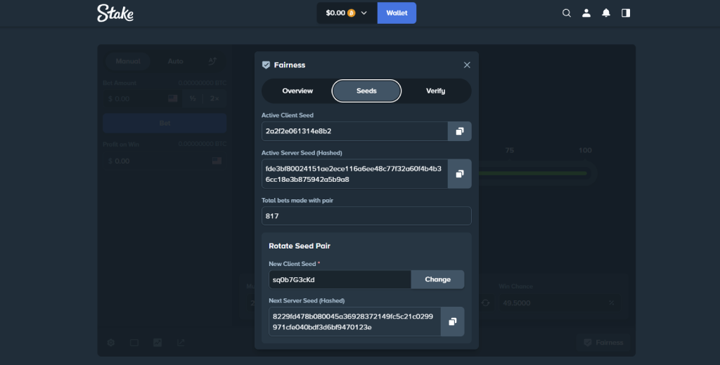 Stake originals provably fair verification