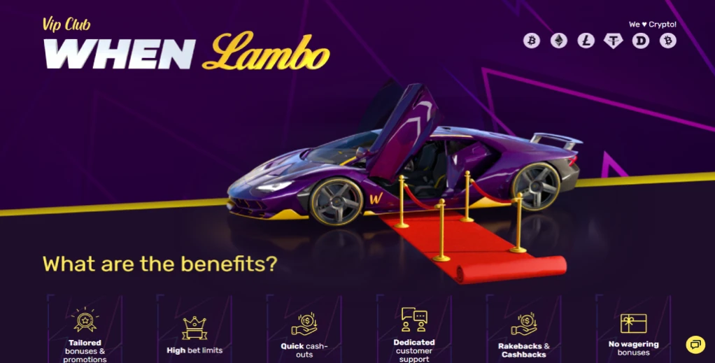 Winz.io casino vip program page