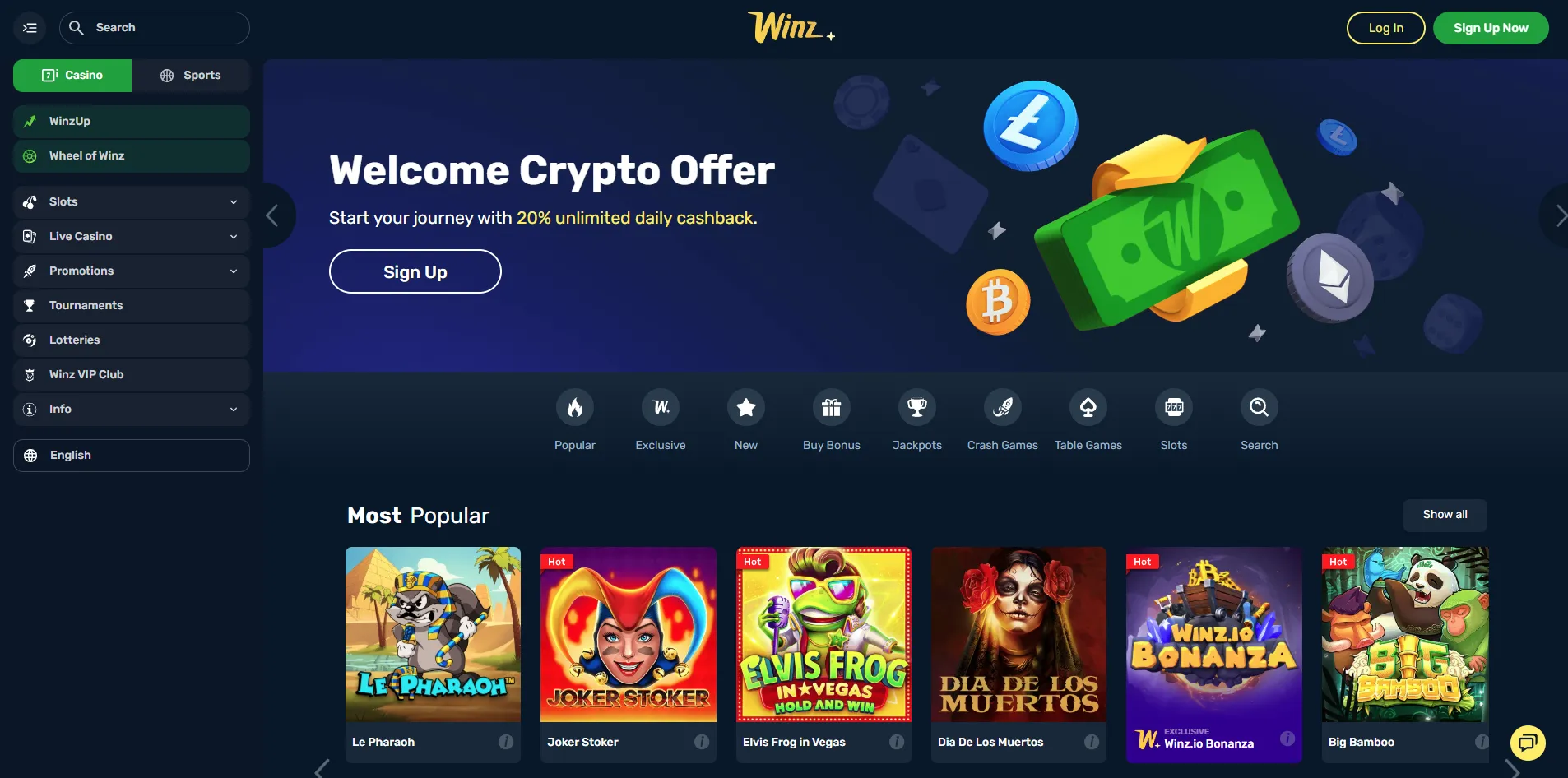 winz-casino Winz.io homepage