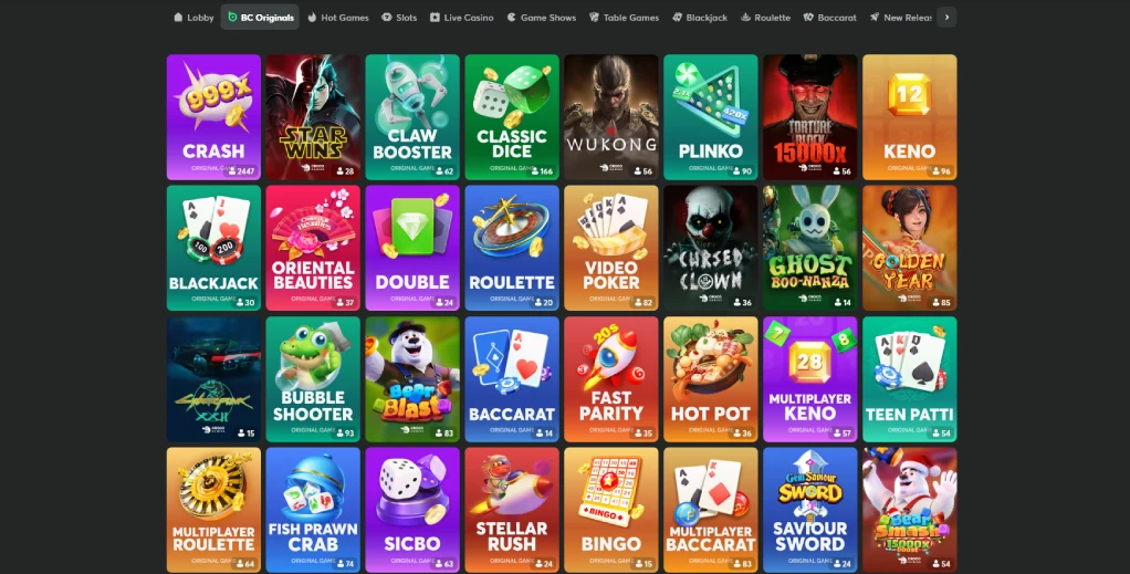 BC.Game casino originals lobby