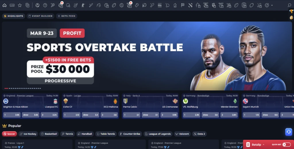 BetFury sportsbook and sport categories