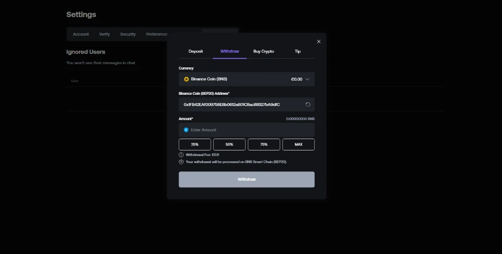 Shuffle casino bnb withdrawal request confirmation