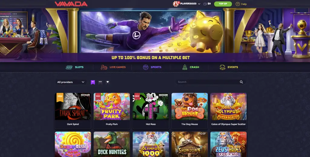 Vavada Casino homepage interface March 2026