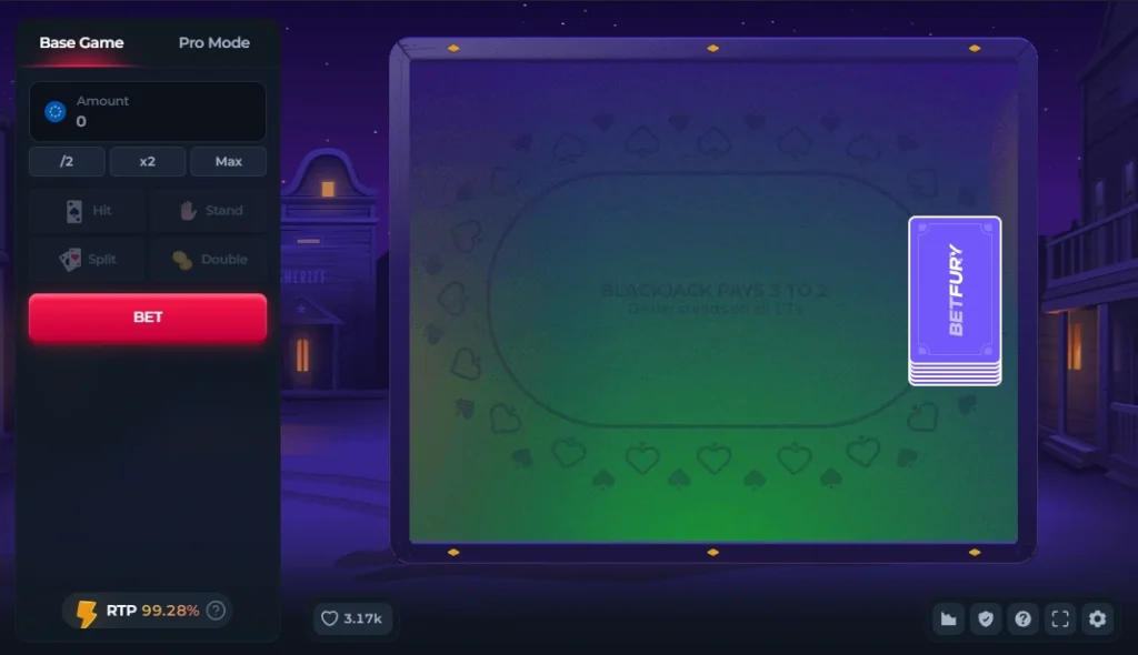 BetFury blackjack game lobby for crypto players using BNB and casino rewards