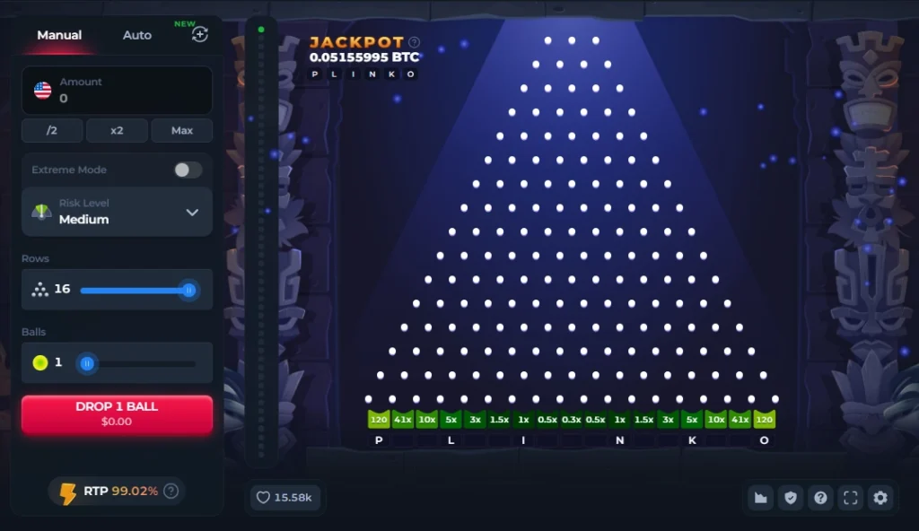 BetFury Plinko game screen showing BNB betting and bonus features