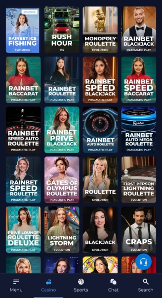 Mobile BNB live casino interface with live blackjack roulette and baccarat tables on a smartphone