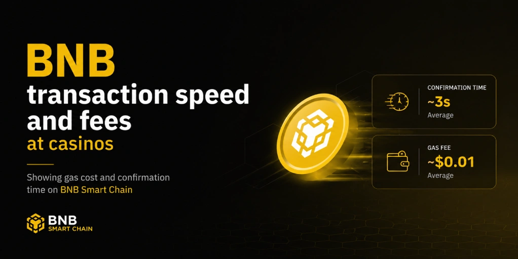 BNB transaction speed and fees at casinos showing gas cost and confirmation time on BNB Smart Chain