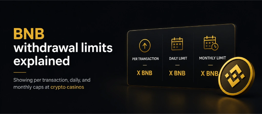 BNB withdrawal limits explained showing per transaction daily and monthly caps at crypto casinos