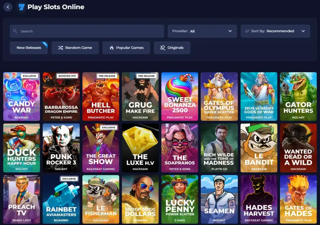 Rainbet slots lobby and BNB games