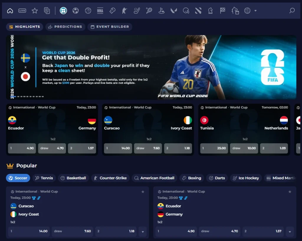 Rainbet sportsbook interface for BNB sports betting