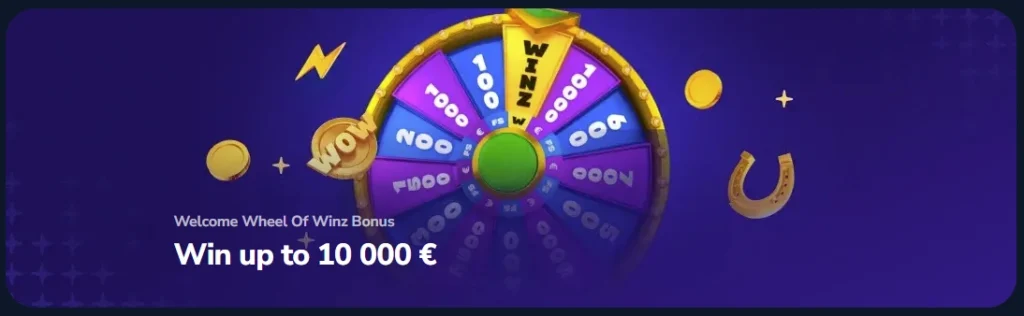 Winz.io BNB welcome bonus with Lucky Wheel rewards and cashback for crypto players